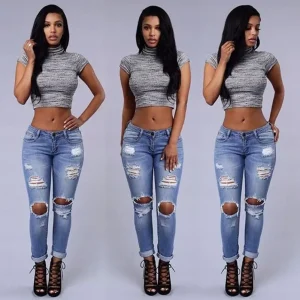 Jeans med Hål Dam