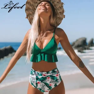 Bikini Med Hög Midja | Halterneck Bikini | Push-Up