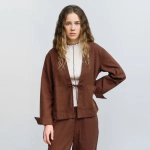 Kimono Jacket Organic Cotton Hazel Brown Rotholz